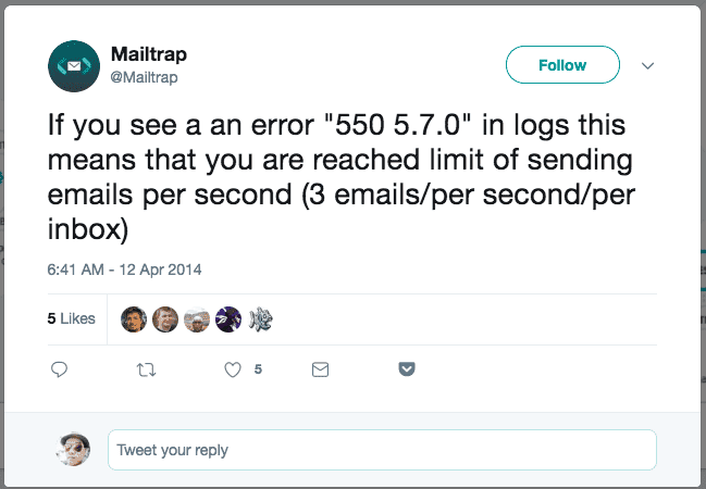 Solving Mailtrap’s Error 550 (too many emails per second)